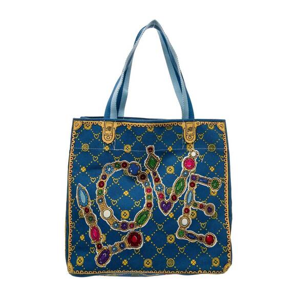 NEW BRIGHTON glittering love tote in blue multi